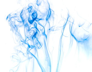 Blue smoke on white background