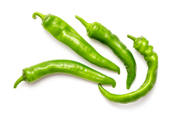 green peppers isolated on white background