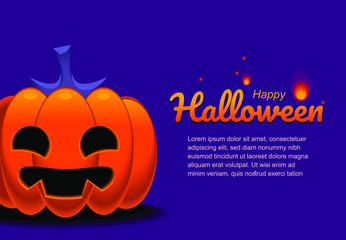 Naklejka premium Vector Halloween card, Jack O lantern, pumpkin head with space for your message
