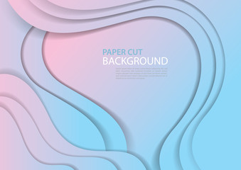 Paper cut abstract background vector template can be use for cover, flyer, book, poster, banner, card, printing, web page, presentation. pastel wave background design. creative idea. trendy texture.