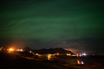 Fototapeta na wymiar Northern lights at Borganes Iceland - aurora borealis