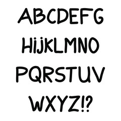 Set of hand drawn capital letters. Isolated vector symbols on white background. Vector stock illustration.