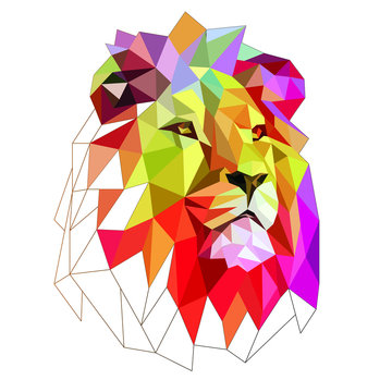 Lion head polygonal style vector.