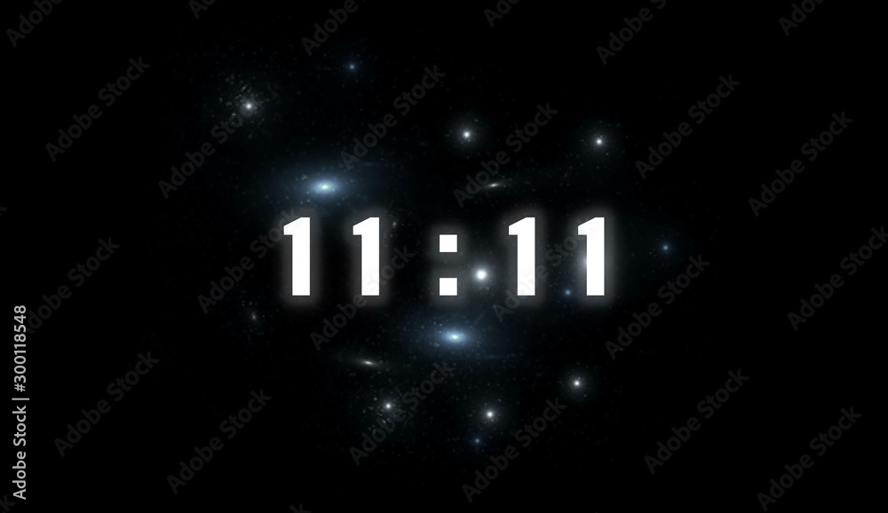 Canvas Prints inscription number 11: 11 on the galaxy background. numbers are the universal language offered by th
