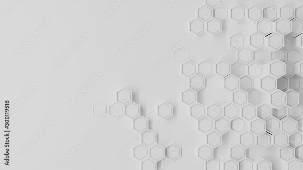 Aufkleber white geometric hexagon honeycomb abstract tech and business background 3d render illustration