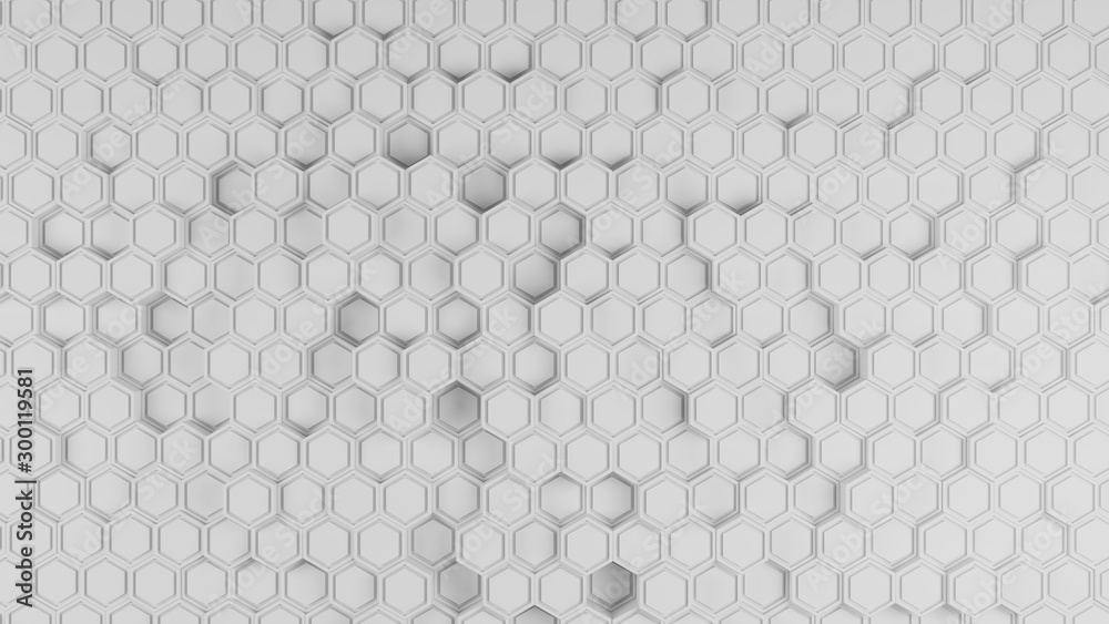 Aufkleber white geometric hexagon honeycomb abstract tech and business background 3d render illustration