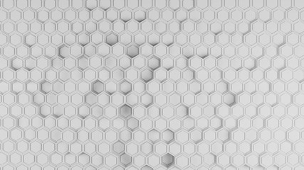 White geometric hexagon honeycomb abstract tech and business background 3d render illustration