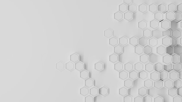 White geometric hexagon honeycomb abstract tech and business background 3d render illustration © watchara tongnoi