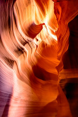 Sandstone formations in famous Upper Antelope Canyon in Arizona, USA