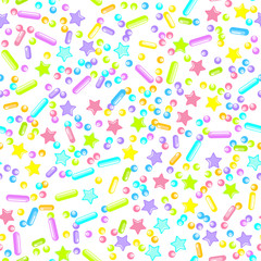 Sprinkle Cupcake Donut Topping. Seamless Pattern 