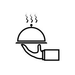 Restaurant cloche in hand the waiter icon flat 