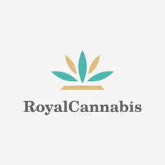 Cannabis leaf with crown illustration for logo template design.