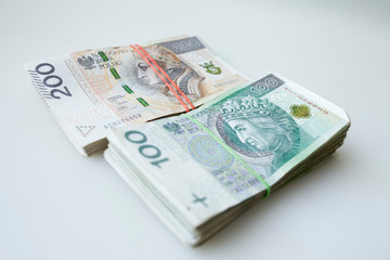 Lots of polish currency money zloty