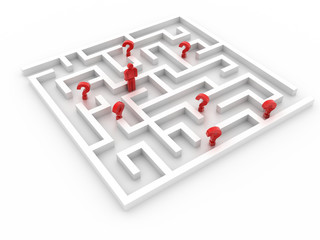 Maze concept, choices and challenge theme; original 3d rendering illustration