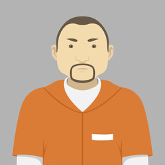 Prisoner in orange uniform. Vector illustration.
