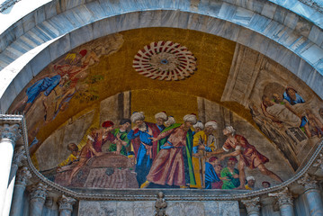 Venice, Italy: outer facade West, Mosaic of the St. Mark's Basilica