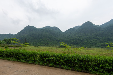 The beautiful hidden Cat Ba Island which is regularly visited by boat tours around Ha Long Bay shot on a bright day in Autumn