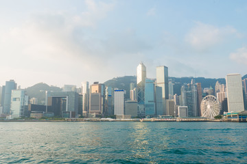 Hongkong island skyline from Kowloon city