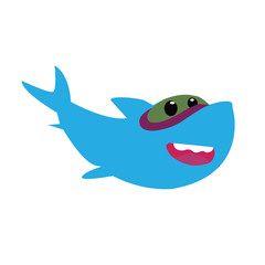 cute shark cartoon isolated on white background