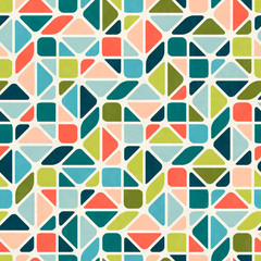 Abstract seamless pattern in mid-century modern colors, vector illustration with texture