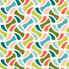 Abstract seamless pattern in mid-century modern colors, vector illustration with texture