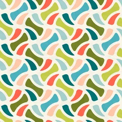 Behang Abstract naadloos patroon in moderne kleuren van het midden van de eeuw, vectorillustratie met textuur © dinkaspell