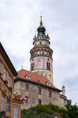 Fototapeta na wymiar View to Cesky Krumlov Castle Tower, Czech Republic