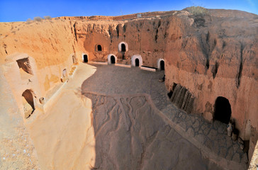 Matmata  - a small Berber speaking town in  Tunisia with traditional underground "troglodyte" structures.