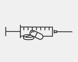 Medical icons vector. Syringe icon medicine drug.