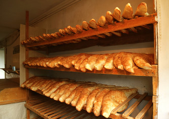 Many of Traditional Georgian Bread Called Shotis Puri or Shoti on the Wooden Lack of a Local Bakery in Georgia 