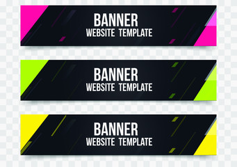 Naklejka premium Set of three horizontal business banner templates. Web Banner label Background Modern design.