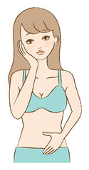 Illustration of a woman suffering from constipation