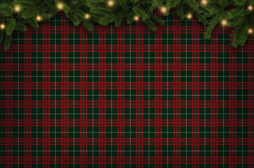  Christmas checkered background with Christmas tree branches