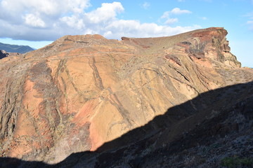 Fototapeta premium Hiking trail to Sao Lourenco with mountains in background in Madeira, Portugal