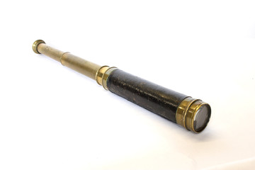 Vintage Antique Telescope On White Background