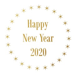 golden header happy new year 2020 card with snowflakes and place for text