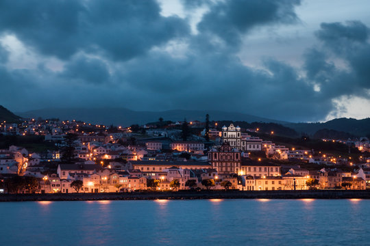 Night view in the harbor of Horta, Fajal