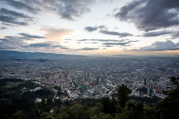 Fototapeta premium View over Bogota at sunset