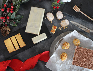 Varieties of Spanish Xmas sweets and decorations