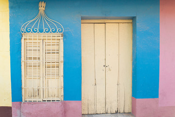 blue and pink facade, trinidad - cuba