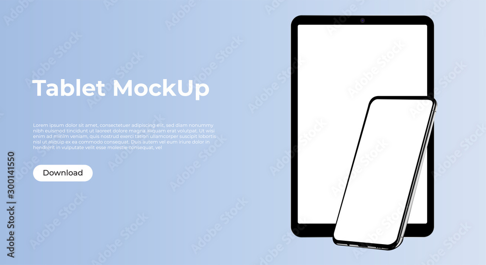 Wall mural realistic smartphone and phone template mockup for user experience presentation. stylish concept des