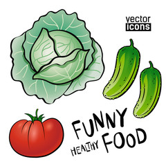 Cartoon vector vegetables on a white background - 300141506