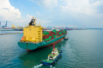 Aerial view cargo ship of business logistic transportation sea freight,Cargo ship, Cargo container...