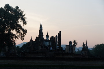 Obraz premium Sukhothai Kingdom in the past, during the reign of King Ramkhamhaeng about 700 years