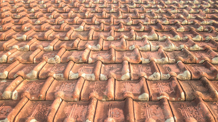 Old house tile roof pattern, beautiful background texture