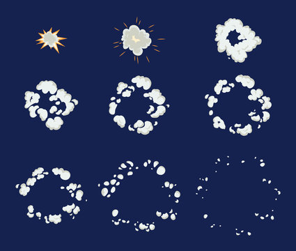 Vector set of frame-by-frame images of the explosion