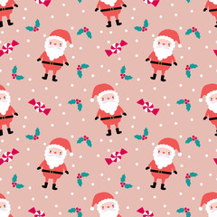 Cute Christmas and Santa seamless pattern.