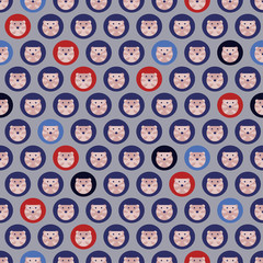 Vector seamless pattern of hedgehogs in blue and gray tones - 300142741
