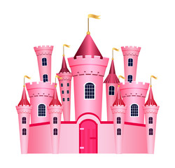 Cute princess castle isolated on white background. Vector illustration. © Intpro