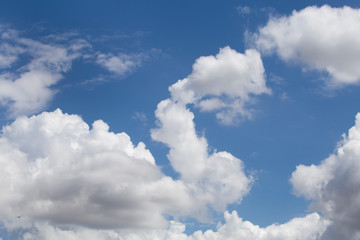 Naklejka na ściany i meble Clouds in the blue sky. White fluffy clouds in the blue sky.